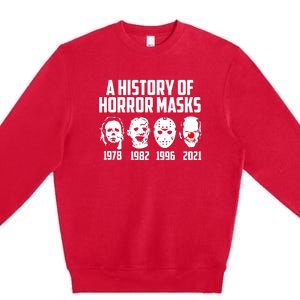 A History Of Horror Masks Halloween Funny Costume Anti Biden Premium Crewneck Sweatshirt