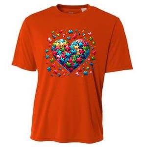 Autism Heart Of Puzzle Pieces Love Acceptance Awareness Funny Gift Cooling Performance Crew T-Shirt