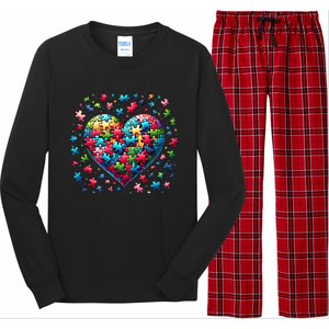 Autism Heart Of Puzzle Pieces Love Acceptance Awareness Funny Gift Long Sleeve Pajama Set