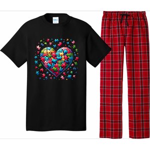 Autism Heart Of Puzzle Pieces Love Acceptance Awareness Funny Gift Pajama Set