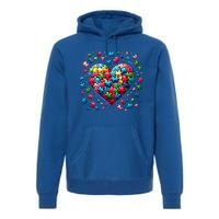 Autism Heart Of Puzzle Pieces Love Acceptance Awareness Funny Gift Premium Hoodie