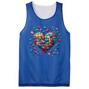 Autism Heart Of Puzzle Pieces Love Acceptance Awareness Funny Gift Mesh Reversible Basketball Jersey Tank