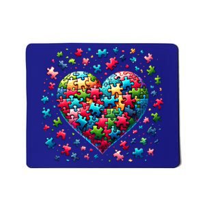 Autism Heart Of Puzzle Pieces Love Acceptance Awareness Funny Gift Mousepad