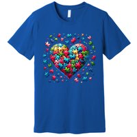 Autism Heart Of Puzzle Pieces Love Acceptance Awareness Funny Gift Premium T-Shirt