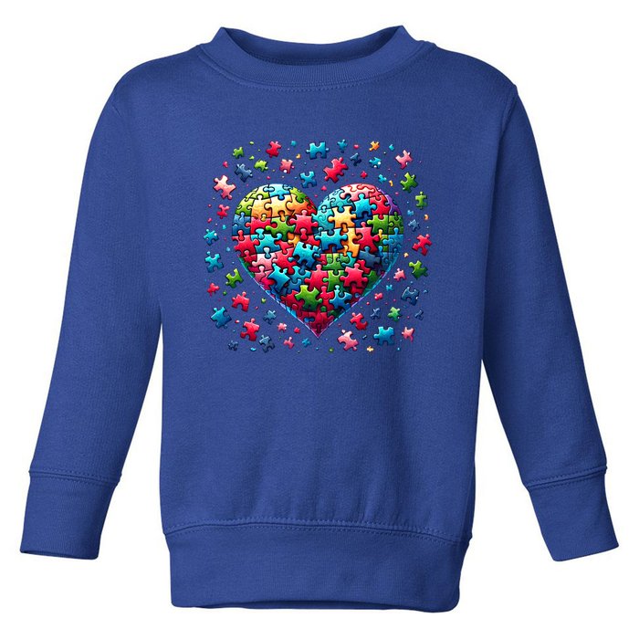 Autism Heart Of Puzzle Pieces Love Acceptance Awareness Funny Gift Toddler Sweatshirt