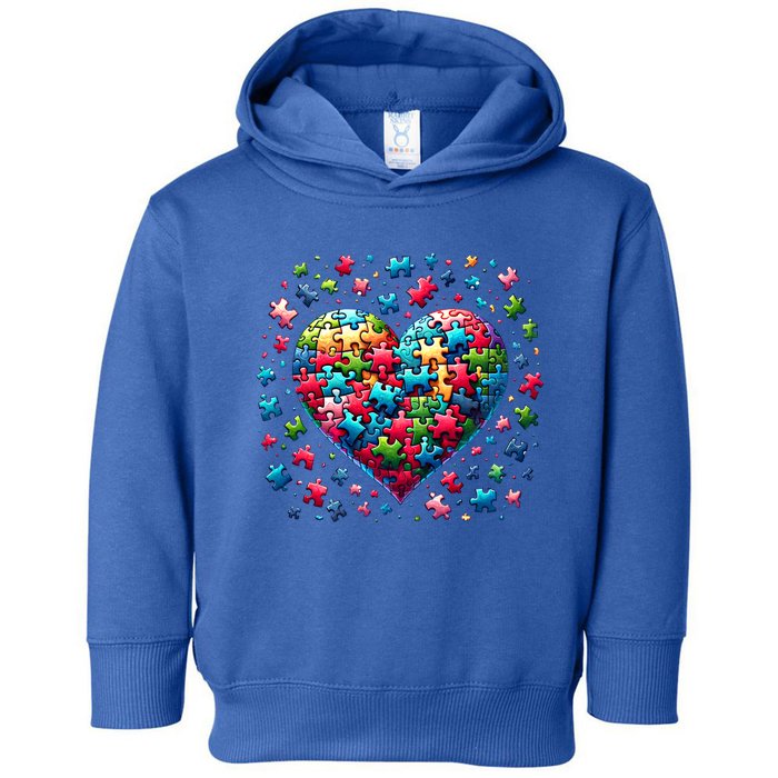 Autism Heart Of Puzzle Pieces Love Acceptance Awareness Funny Gift Toddler Hoodie