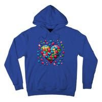 Autism Heart Of Puzzle Pieces Love Acceptance Awareness Funny Gift Tall Hoodie