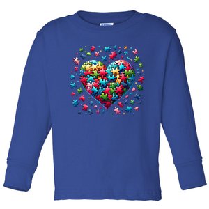 Autism Heart Of Puzzle Pieces Love Acceptance Awareness Funny Gift Toddler Long Sleeve Shirt