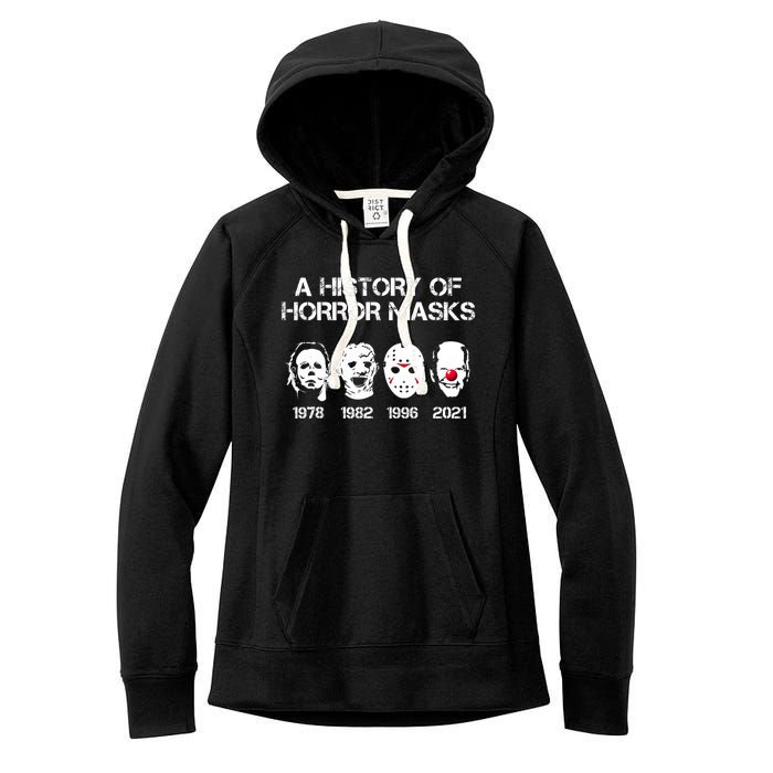 A History Of Horror Masks Halloween Funny Costume Anti Biden Women's Fleece Hoodie