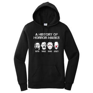 A History Of Horror Masks Halloween Funny Costume Anti Biden Women's Pullover Hoodie