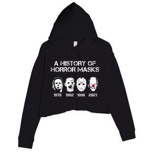 A History Of Horror Masks Halloween Funny Costume Anti Biden Crop Fleece Hoodie