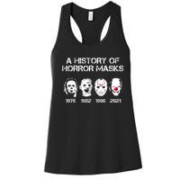 A History Of Horror Masks Halloween Funny Costume Anti Biden Women's Racerback Tank