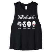 A History Of Horror Masks Halloween Funny Costume Anti Biden Women's Racerback Cropped Tank