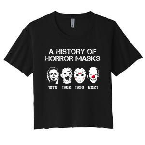 A History Of Horror Masks Halloween Funny Costume Anti Biden Women's Crop Top Tee