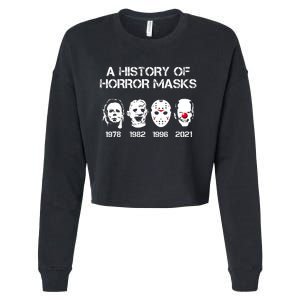 A History Of Horror Masks Halloween Funny Costume Anti Biden Cropped Pullover Crew