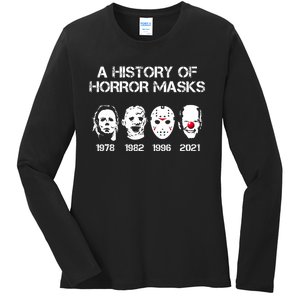 A History Of Horror Masks Halloween Funny Costume Anti Biden Ladies Long Sleeve Shirt