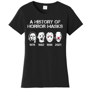 A History Of Horror Masks Halloween Funny Costume Anti Biden Women's T-Shirt