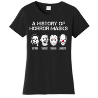 A History Of Horror Masks Halloween Funny Costume Anti Biden Women's T-Shirt