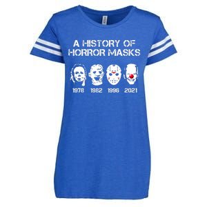 A History Of Horror Masks Halloween Funny Costume Anti Biden Enza Ladies Jersey Football T-Shirt