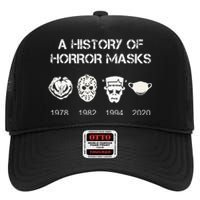 A History Of Horror Masks Halloween & Movie Gift High Crown Mesh Back Trucker Hat