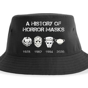 A History Of Horror Masks Halloween & Movie Gift Sustainable Bucket Hat