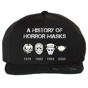 A History Of Horror Masks Halloween & Movie Gift Wool Snapback Cap