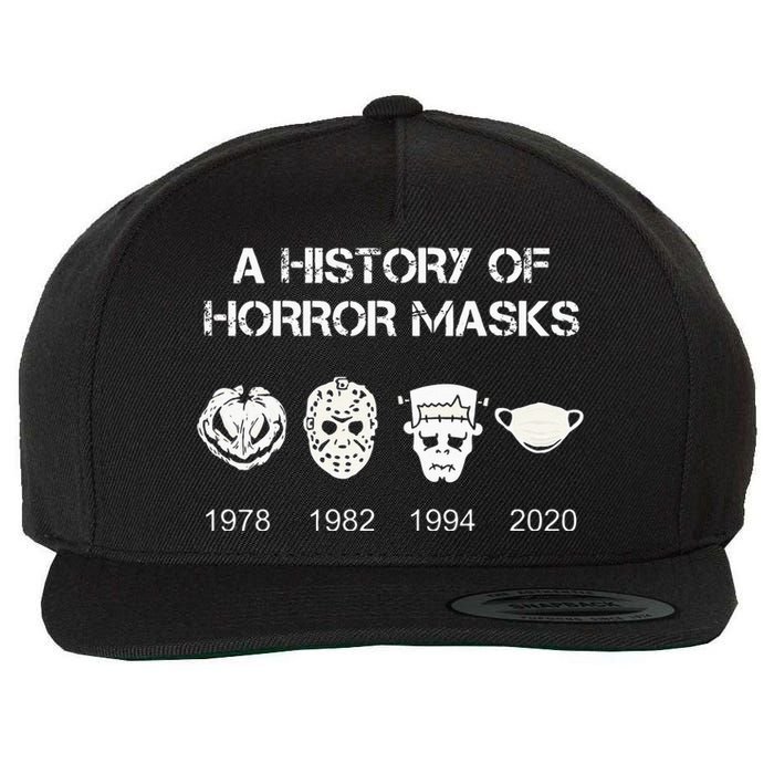 A History Of Horror Masks Halloween & Movie Gift Wool Snapback Cap