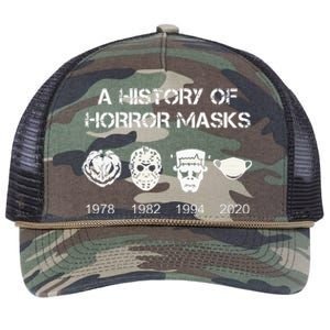 A History Of Horror Masks Halloween & Movie Gift Retro Rope Trucker Hat Cap