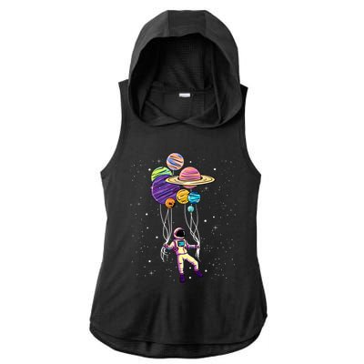 Astronaut Holding Planet Balloons STEM Kids Ladies PosiCharge Tri-Blend Wicking Draft Hoodie Tank