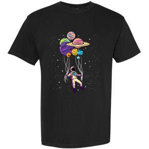 Astronaut Holding Planet Balloons STEM Kids Garment-Dyed Heavyweight T-Shirt