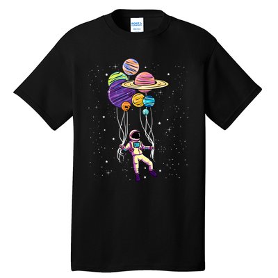 Astronaut Holding Planet Balloons STEM Kids Tall T-Shirt