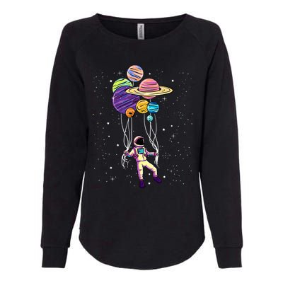 Astronaut Holding Planet Balloons STEM Kids Womens California Wash Sweatshirt