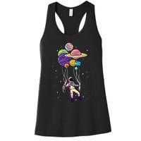 Astronaut Holding Planet Balloons STEM Kids Women's Racerback Tank