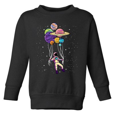 Astronaut Holding Planet Balloons STEM Kids Toddler Sweatshirt