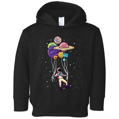 Astronaut Holding Planet Balloons STEM Kids Toddler Hoodie