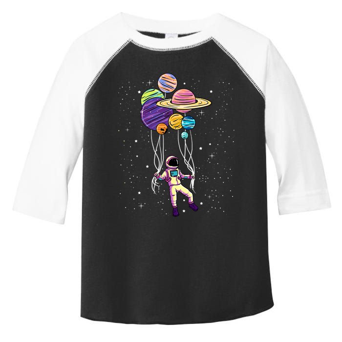 Astronaut Holding Planet Balloons STEM Kids Toddler Fine Jersey T-Shirt