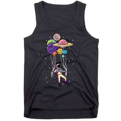 Astronaut Holding Planet Balloons STEM Kids Tank Top