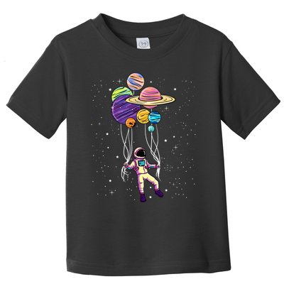 Astronaut Holding Planet Balloons STEM Kids Toddler T-Shirt