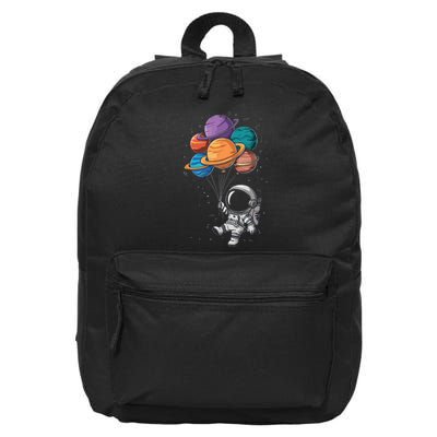 Astronaut Holding Planet Balloons Floating In Space 16 in Basic Backpack