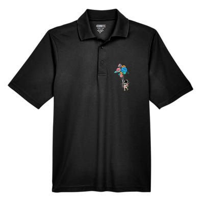 Astronaut Holding Planet Balloons Men's Origin Performance Pique Polo