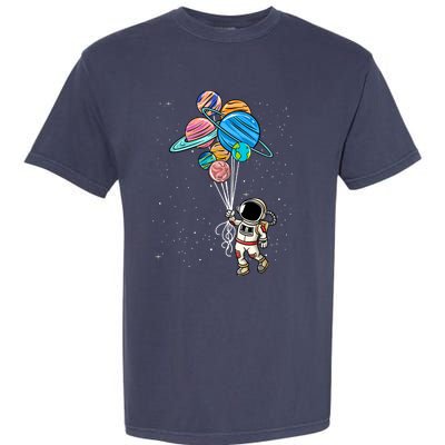 Astronaut Holding Planet Balloons Garment-Dyed Heavyweight T-Shirt