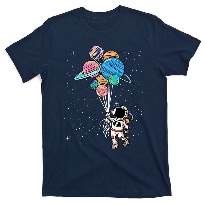 Astronaut Holding Planet Balloons T-Shirt