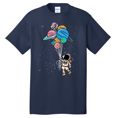 Astronaut Holding Planet Balloons Tall T-Shirt