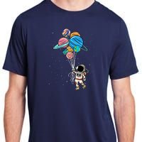 Astronaut Holding Planet Balloons Adult ChromaSoft Performance T-Shirt