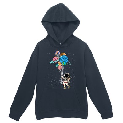 Astronaut Holding Planet Balloons Urban Pullover Hoodie