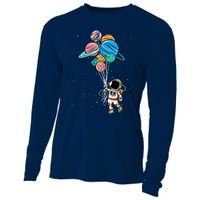 Astronaut Holding Planet Balloons Cooling Performance Long Sleeve Crew