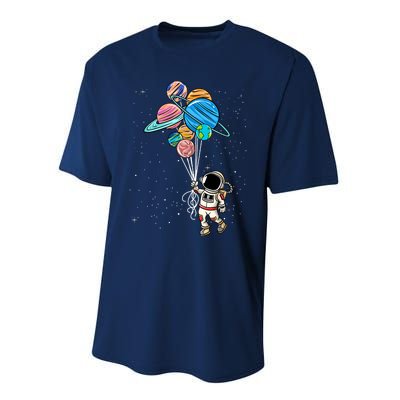 Astronaut Holding Planet Balloons Performance Sprint T-Shirt