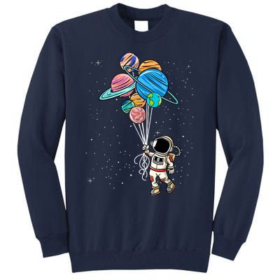 Astronaut Holding Planet Balloons Tall Sweatshirt