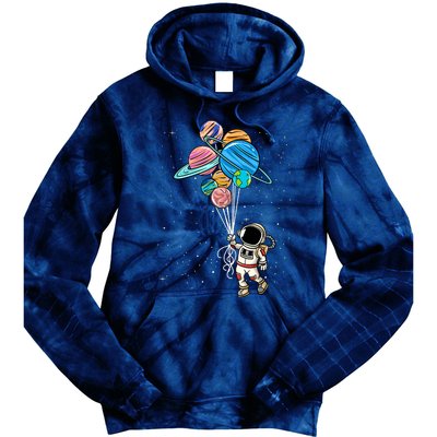 Astronaut Holding Planet Balloons Tie Dye Hoodie