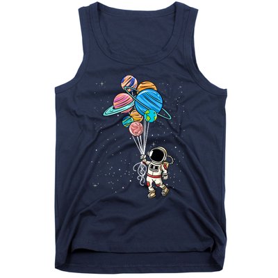 Astronaut Holding Planet Balloons Tank Top